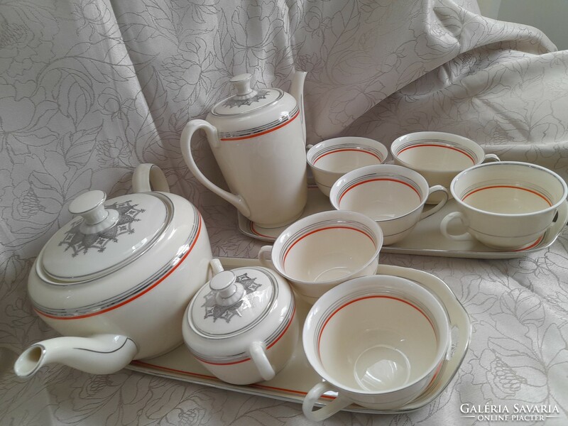Tea and coffee set with two pots and two trays