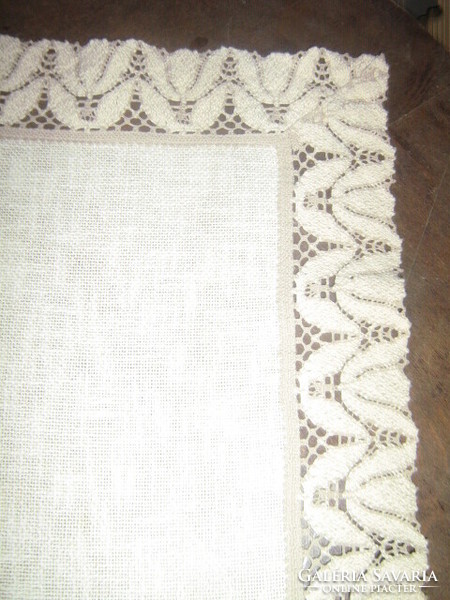 Beautiful antique burst white lacy edged woven tablecloth