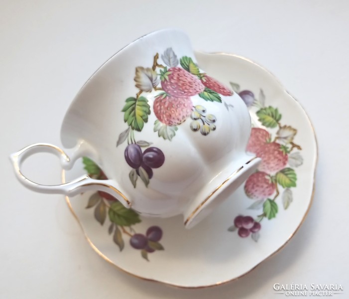 English porcelain tea cup with strawberries