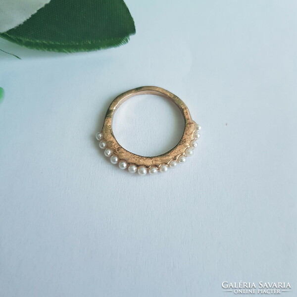 New, small pearl decorative ring - usa 4 / eu 47 / ø15mm