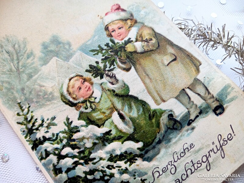 Karácsonyi dombornyomott képeslap