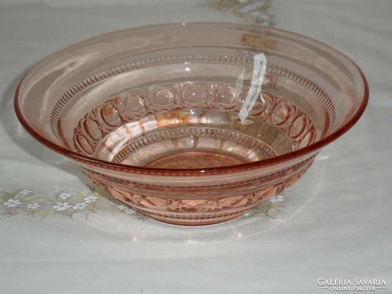 Coral colored glass bowl, offering