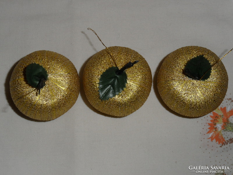 Retro golden apple Christmas tree decoration (3 pcs.)