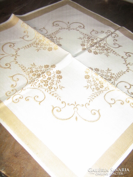 Beautiful vintage antique gold-beige baroque flower patterned damask napkin