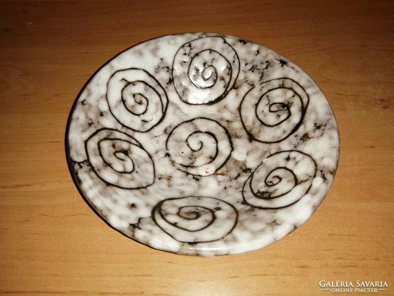 Hódmezővásárhely ceramics, gray snailed bowl bowl - diam. 17.5 cm (3p)