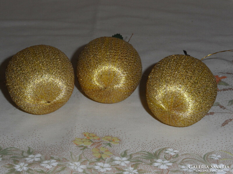 Retro arany alma karácsonyfadísz ( 3 db. )