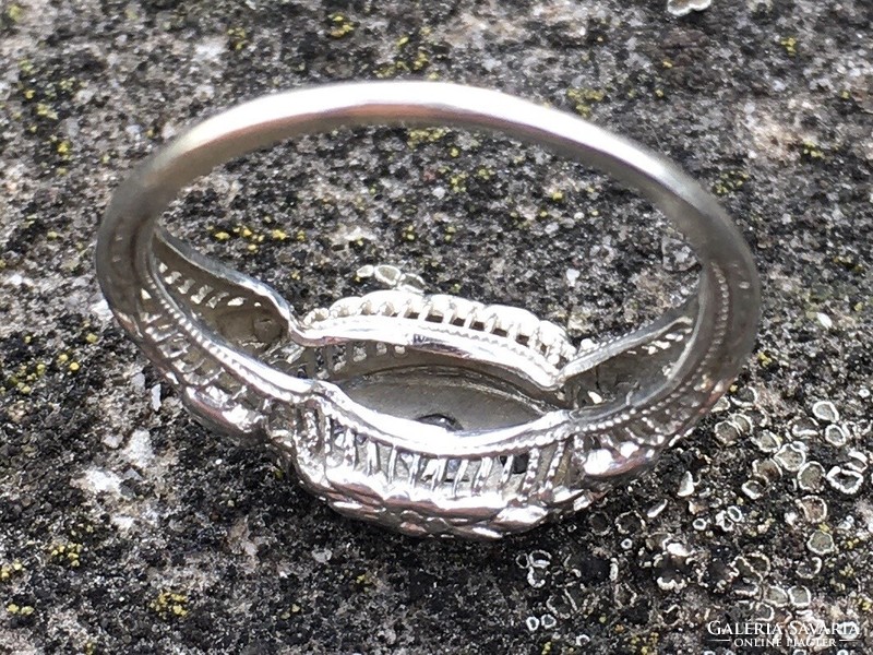 18K Art deco antik fehérarany gyémántos gyűrű