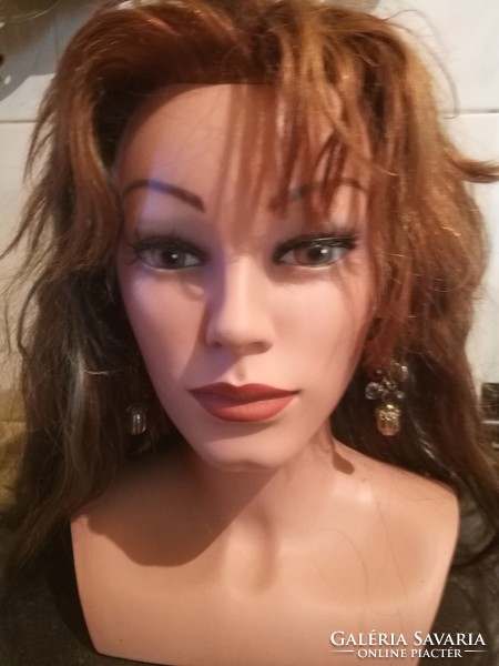 Hairdresser practice head with real hair