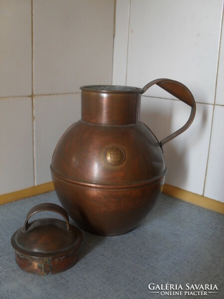 Antique red copper milk jug