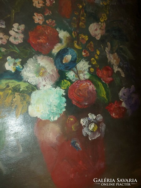 Painting, flower still life, oil, cardboard, 50x70 cm