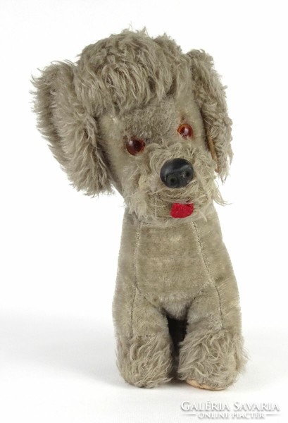1J784 old African approx. 100 years old mocher plush gray poodle dog steif?