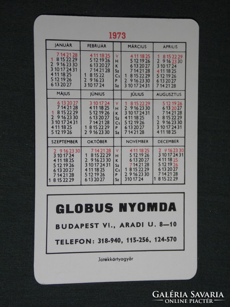 Card calendar, globus printing house, Budapest, graphic, 1973, (5)