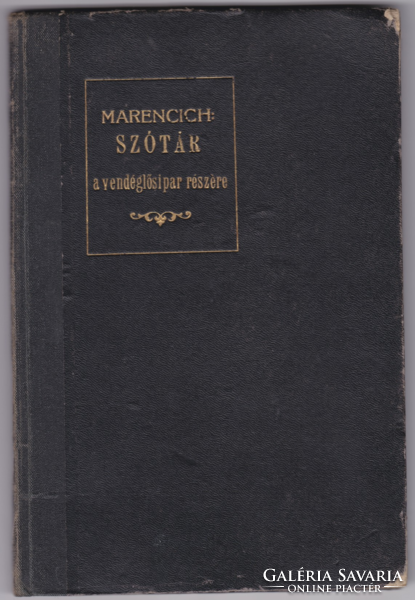Otto Marencich: dictionary for the catering industry - book from 1936