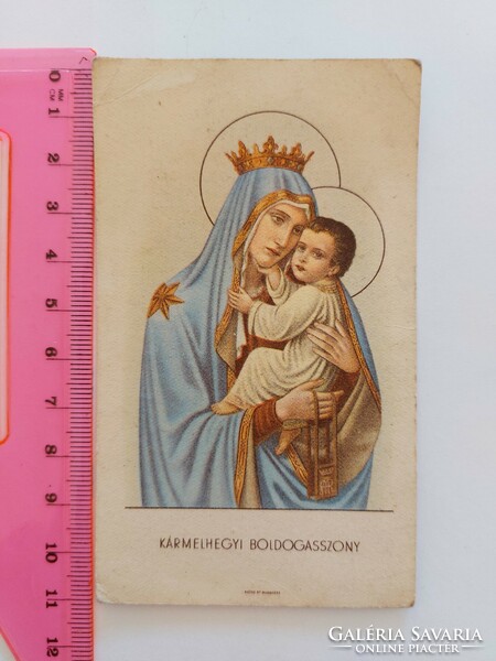 Old prayer card small image of Our Lady of Kármelhegy