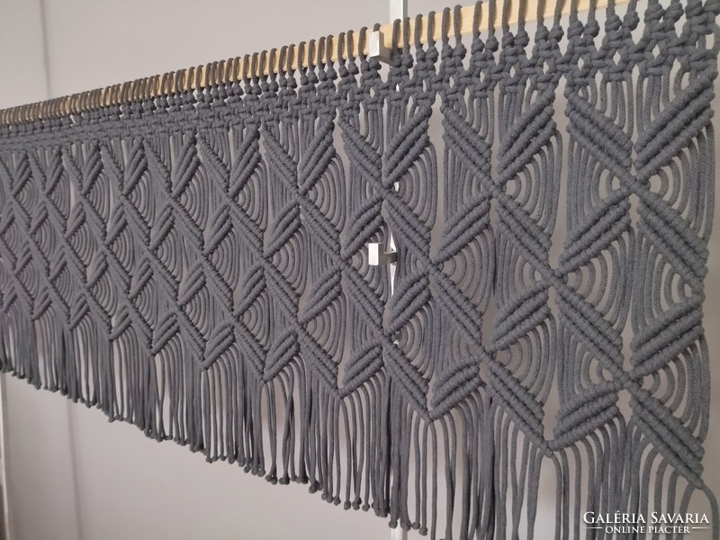 Hand knotted macrame wall protector graphite