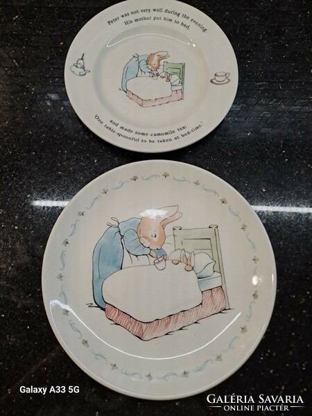 Wedgwood English porcelain flat children's plate set with peter rabbit decor