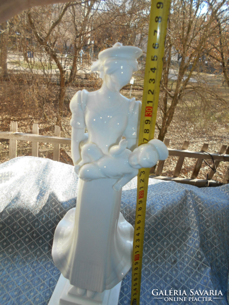 Herend large (36 cm) Matyó Madonna figurine. - White porcelain