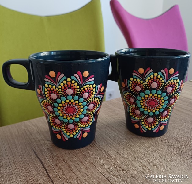 New! Mug with Aztec style mandala decoration, 2.5 dl, can be microwaxed. Hand painted