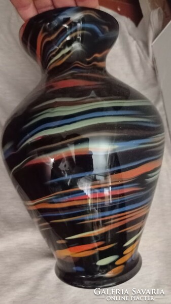 Large size, from Murano? Black glass vase, decorative glass vase
