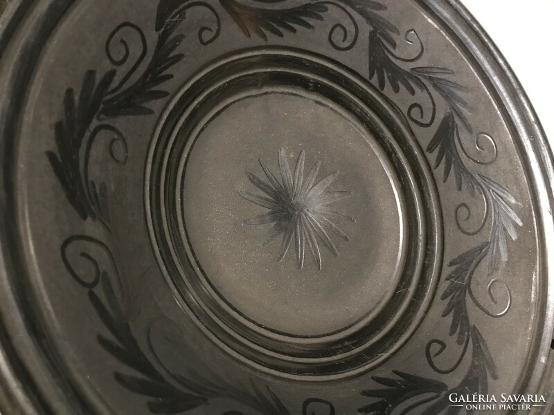 Karcagi-black wall plate retro Karcagi ceramics