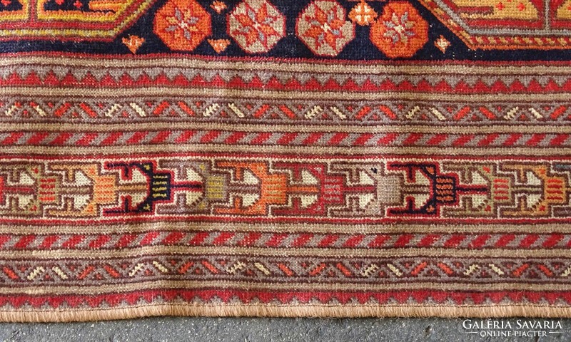 1L006 old large 1930s art deco Aztec pattern colorful medium rug 185 x 274 cm