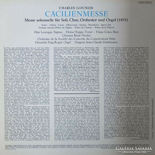 Gounod -Lorengar,Hoppe,Crass,Hartemann - Cäcilien Messe (Messe Solennelle) (LP)