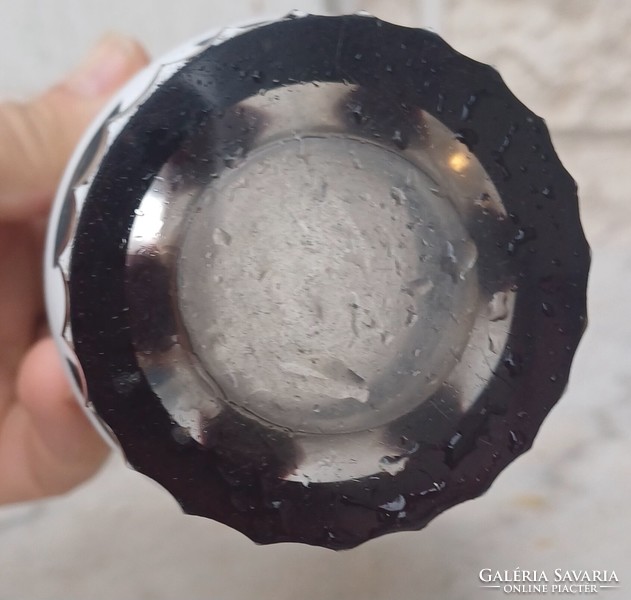 GYÖNYÖRŰ antik Cseh Bohèmia Színes Biedermeier pohàr többrètegű köszorült -csiszolt fúvott üvegt