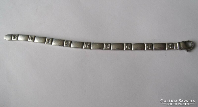 Thick silver bracelet with rock crystals(?) Men's and women's