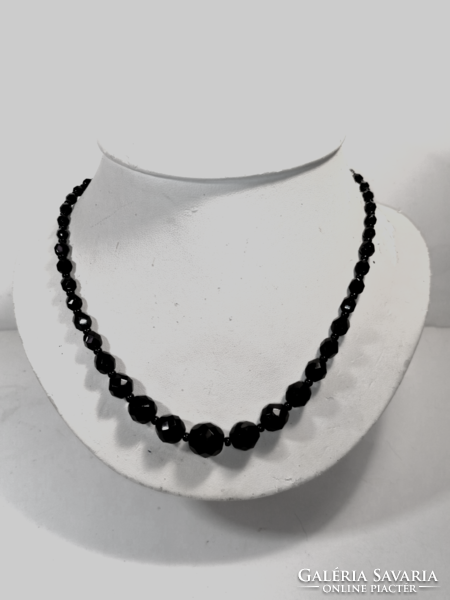 Black Faceted Crystal Necklace (1069)