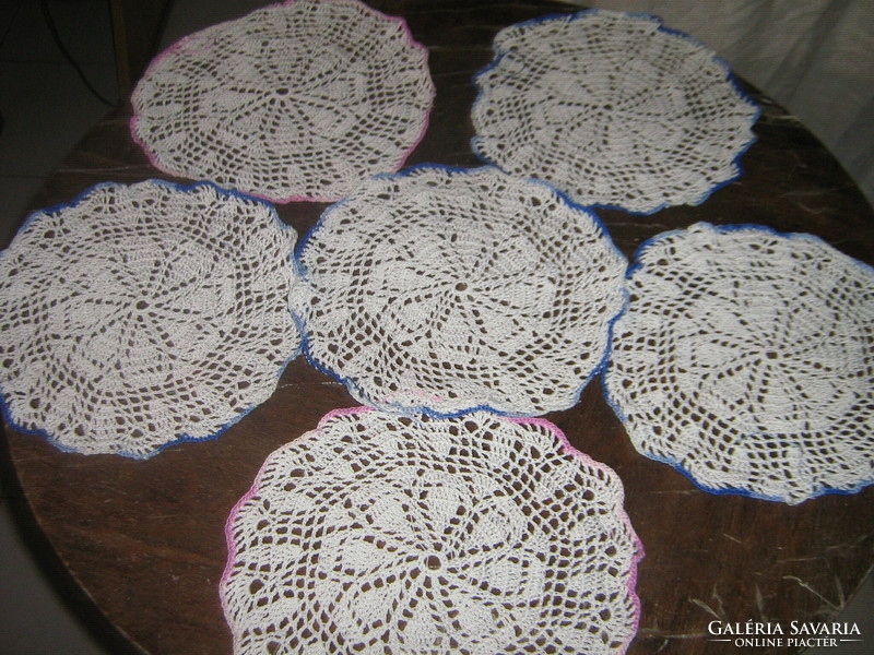 Beautiful hand crocheted white lace tablecloths 6 pcs