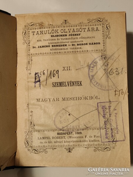 Szemelvények magyar meseíróktól Elischer József királyi tanácsos szerkeztésében 1889. antik könyv