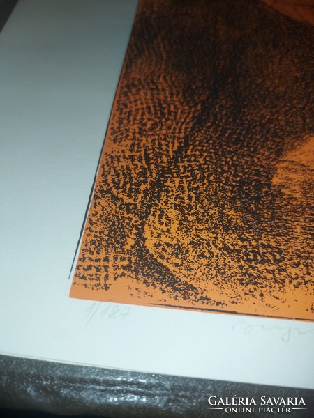 Esad Muftić szerigráfia, 47x47 cm, karton, számozott, grafit szignós