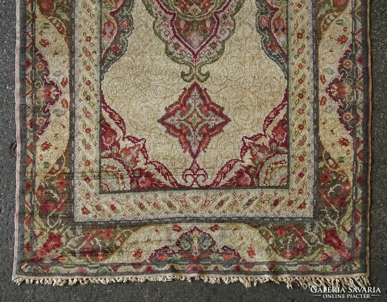 1L001 old hand-woven butter color connecting rug 130 x 204 cm