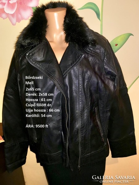 Fekete bőr női kabát  nagy méretű