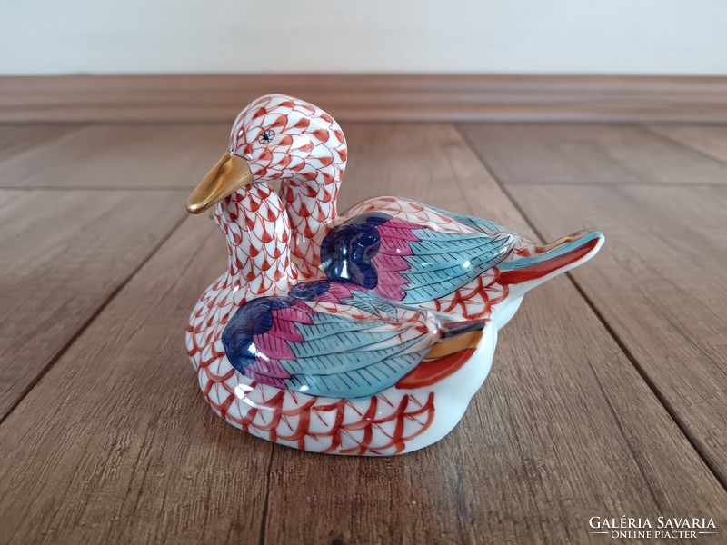Pair of old porcelain ducks with scale pattern from Herend