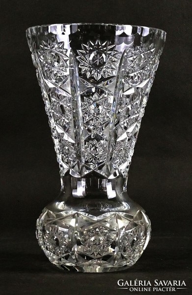 1M307 Csiszolt üveg kristály váza 20 cm