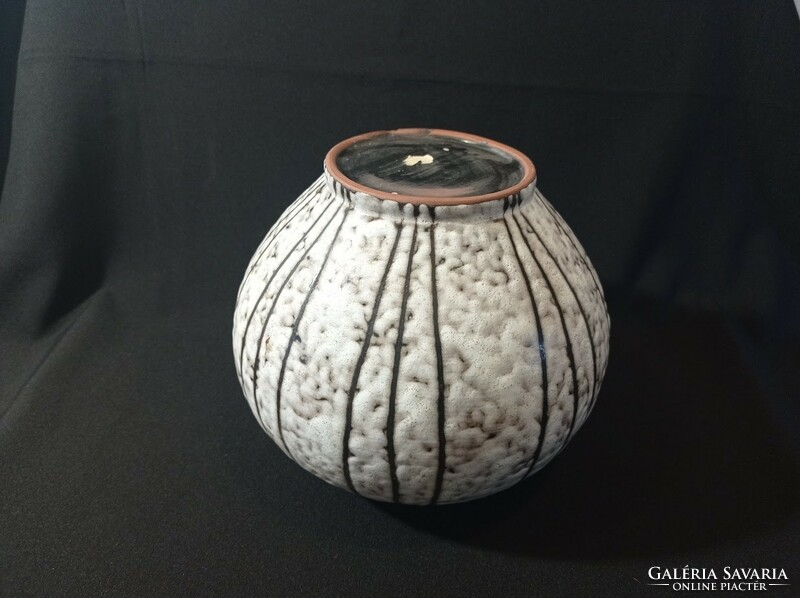 Retro Hódmezővásárhelyi kerámia "ufó" kaspó váza