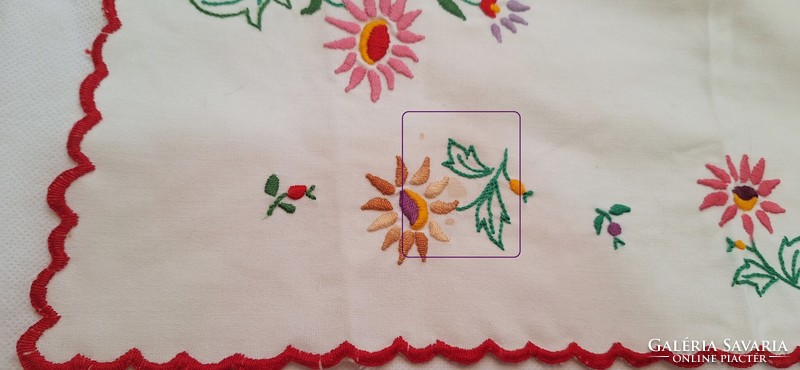 Embroidered spring floral needlework, runner, tablecloth 53 x 27 cm.