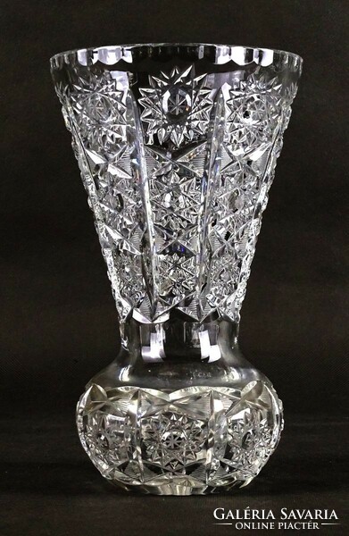 1M307 Csiszolt üveg kristály váza 20 cm