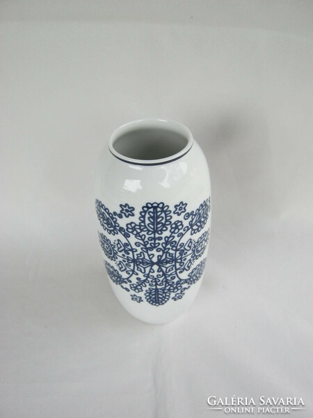 Hollóháza porcelain vase decorated with a blue pattern