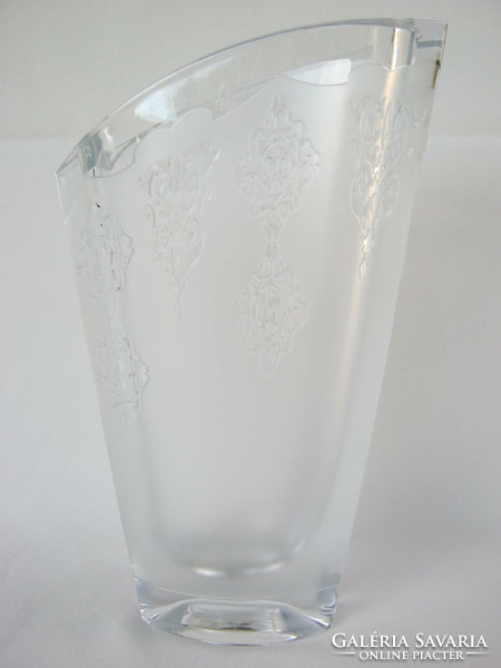 Szép formájú kézzel csiszolt ólomkristály kristály vastag üveg váza súlyos 1,4 kg