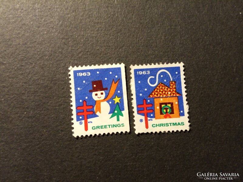 Stamp charity usa 1963 greetings christmas series 1 pair