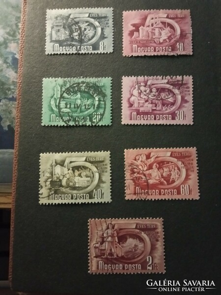 Stamp series 1951-1953 five-year plan ii. Row of Hungarian post office