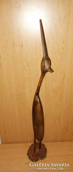 Retro wooden egret, crane, heron bird figure - 57.5 cm high