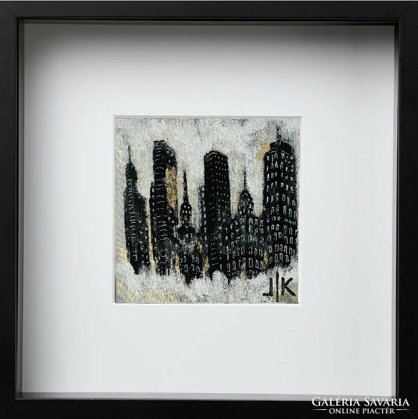 City trio - abstract painting by Kuzma Lilla