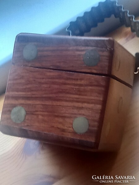 Retro midcentury ebony game cubes with copper inlay, in original box / retro board game