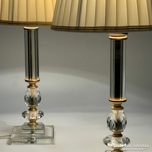 Hollywood Regency kristály-arany lámpa pár