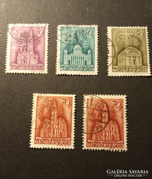 Stamp row 1939 church row Hungarian Royal Post