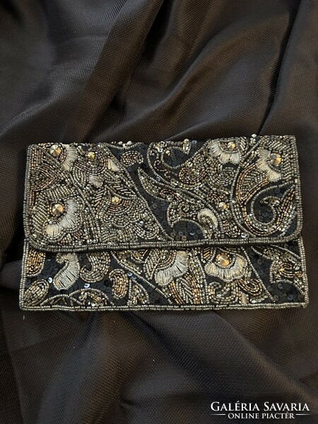 Csupa kristály és gyöngy arany hímzés vintage alkalmi táska színházi táska retikül kicsi táska