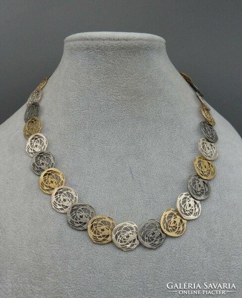 My unique silver necklace tricolor: anthracite, silver, gold